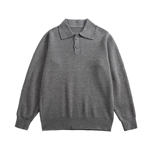 Minimalist Old Money Solid Color Polo Collar Men's Knit Top