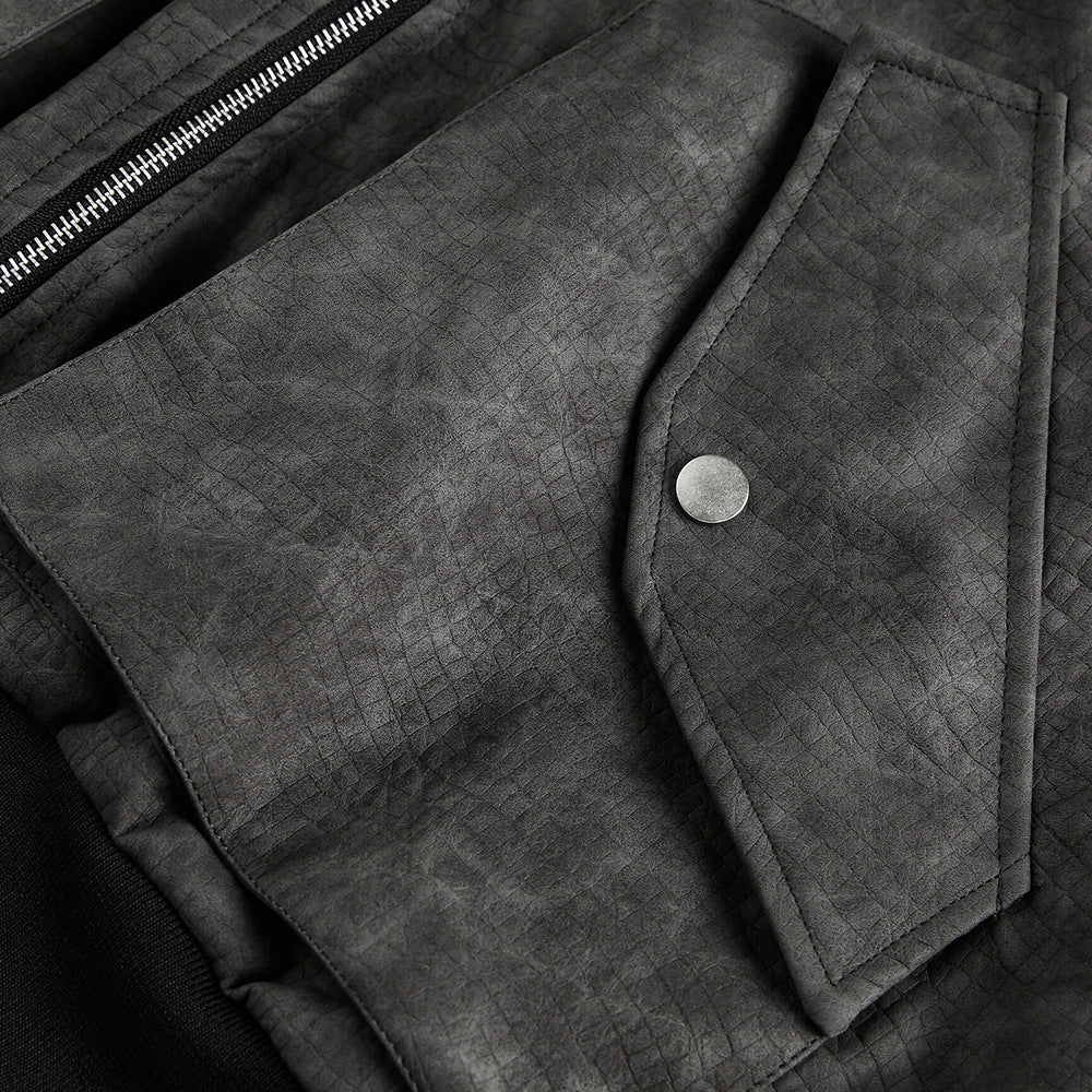 Fake two hooded PU leather jackets