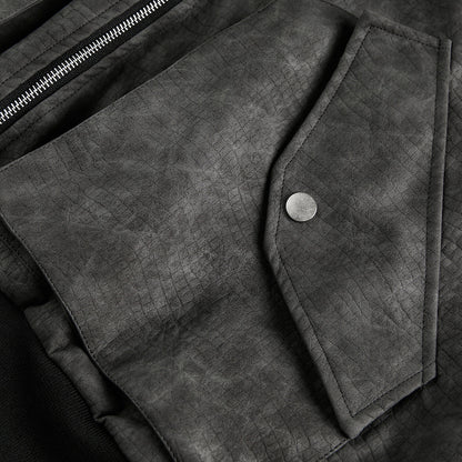 Fake two hooded PU leather jackets