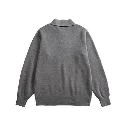 Minimalist Old Money Solid Color Polo Collar Men's Knit Top