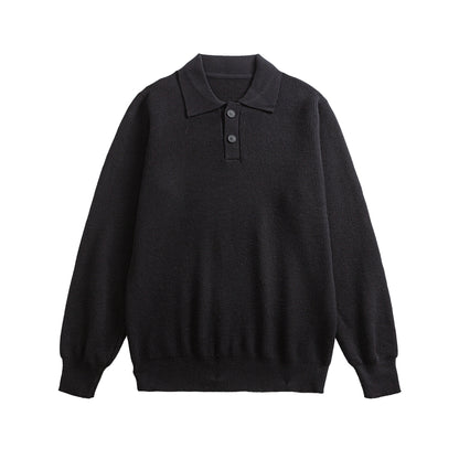 Minimalist Old Money Solid Color Polo Collar Men's Knit Top