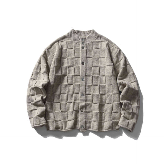 Old Money Style Embroidered Textured Crewneck Buttoned Cardigan Sweater Coat