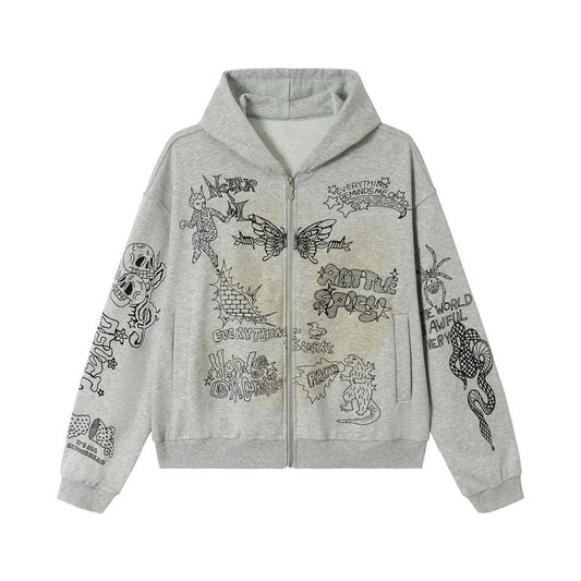 Streetwear Printed Hoodie  Casual Sweatshirt
