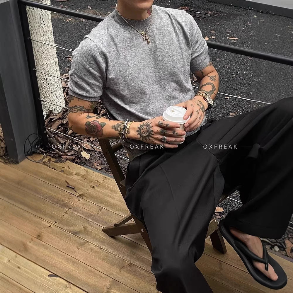 Old Money Style Relaxed Fit Regular Shoulder T-Shirt