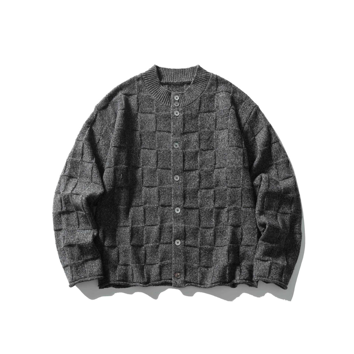 Old Money Style Embroidered Textured Crewneck Buttoned Cardigan Sweater Coat