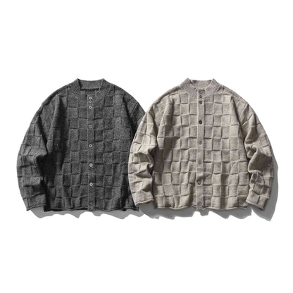 Old Money Style Embroidered Textured Crewneck Buttoned Cardigan Sweater Coat