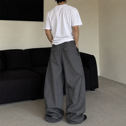 Stripe Gray Casual Pants Men Women Old Money Style
