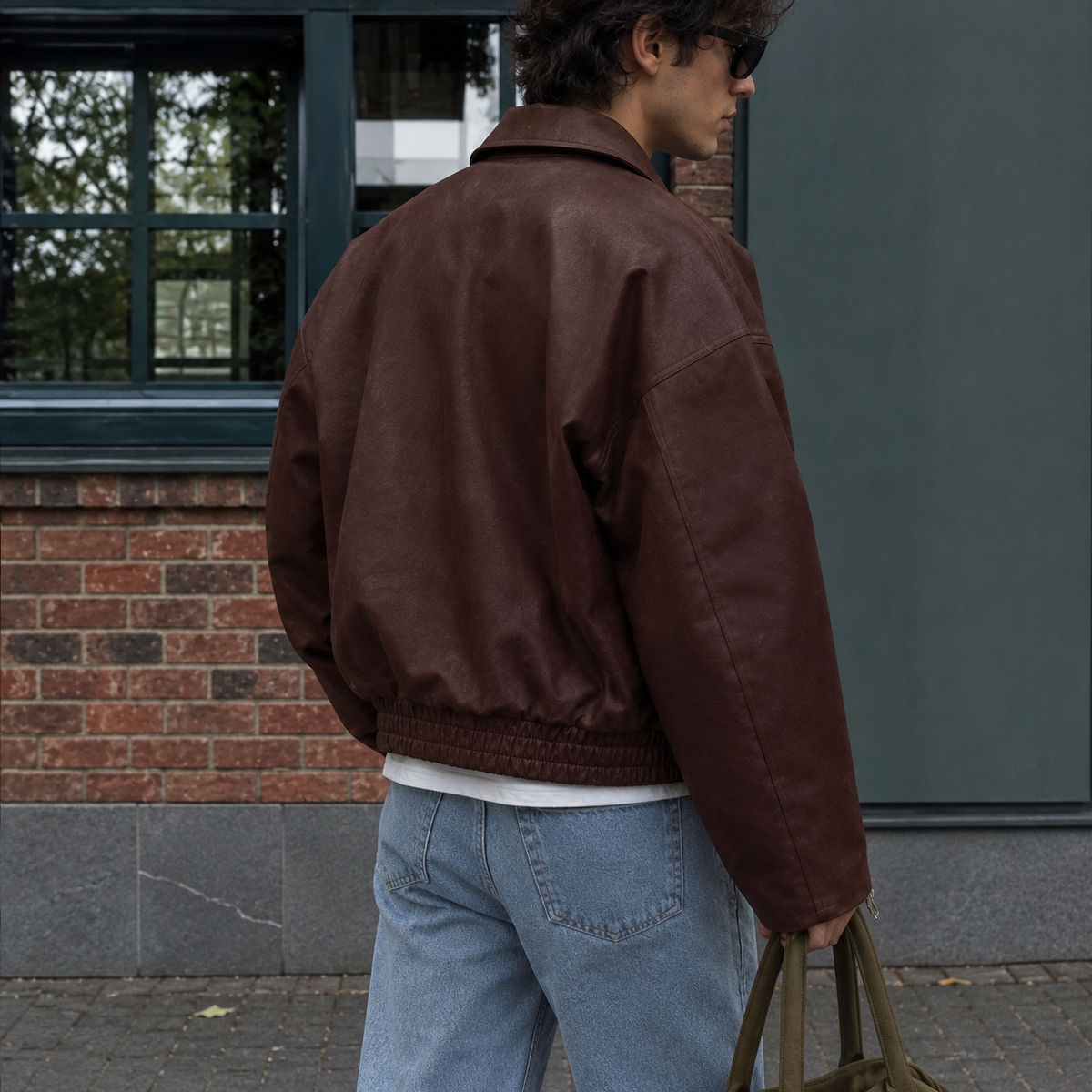 Spring and Autumn Vintage Old Money Style Leather Jacket Pilot Jacket