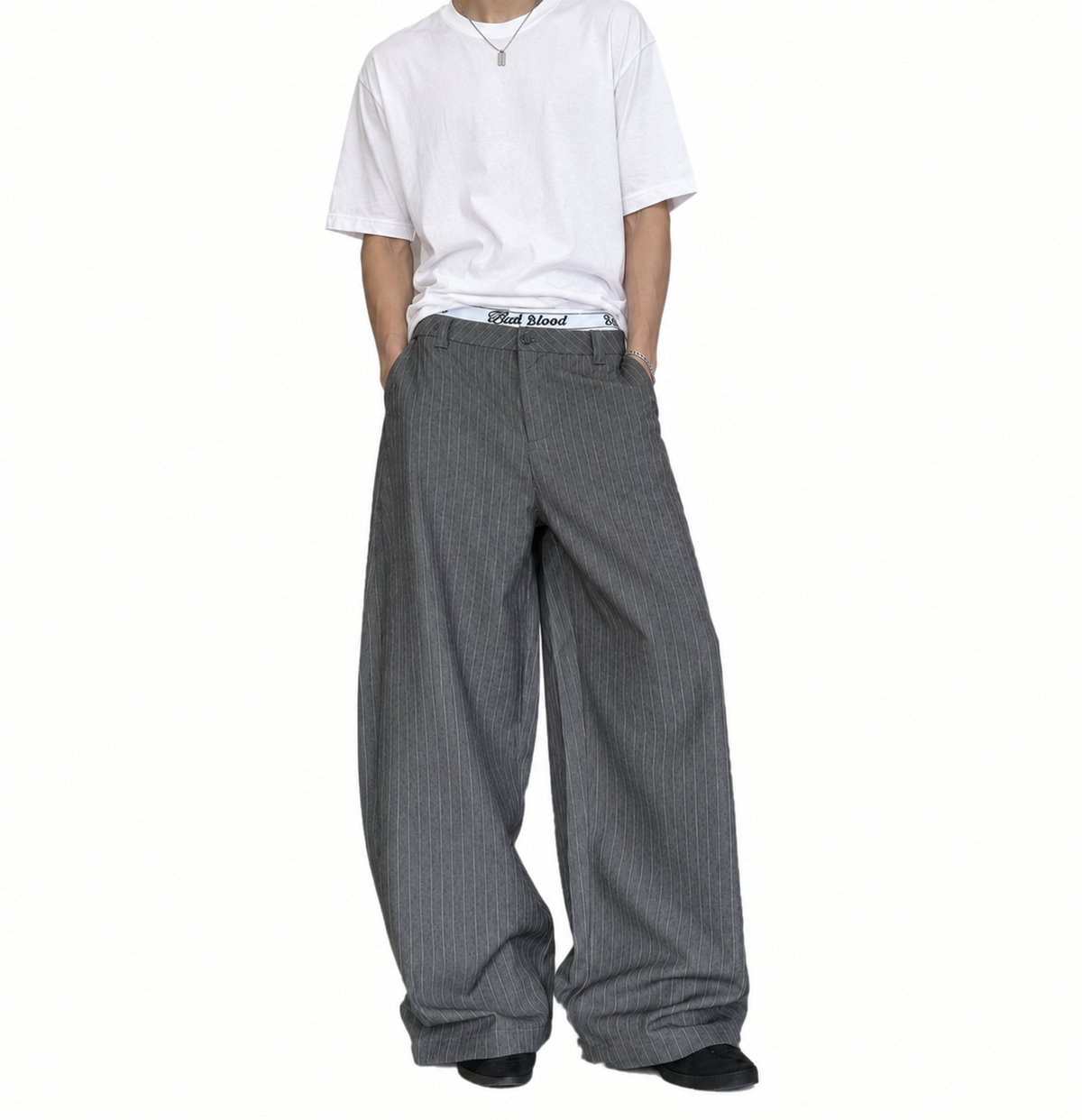 Stripe Gray Casual Pants Men Women Old Money Style